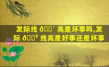 发际线 🌴 高是坏事吗,发际 🐳 线高是好事还是坏事